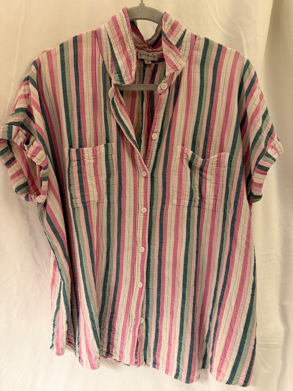 Wonderly 100% cotton lightweight soft short sleeve top size xl